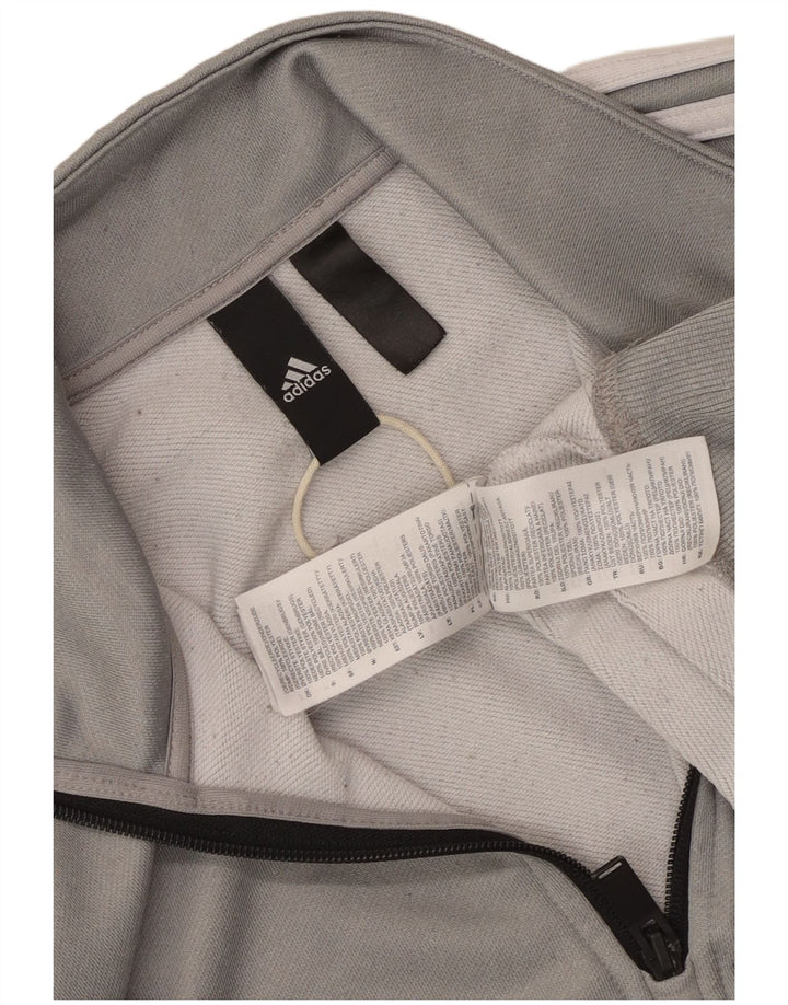 Felpa Adidas da uomo con zip e collo, piccola, in poliestere grigio