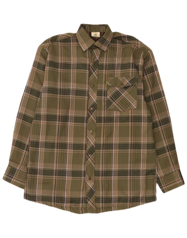 Bernwalt Camicia da uomo in flanella di cotone scozzese grande verde