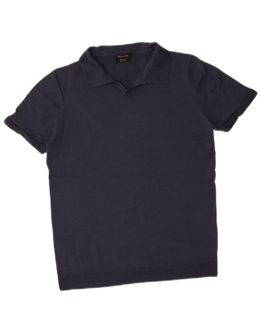 Massimo Dutti Maglione da uomo a maniche corte con collo a polo blu navy medio