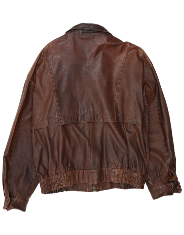 Giacca in pelle bomber da uomo Canda UK 42 XL Marrone