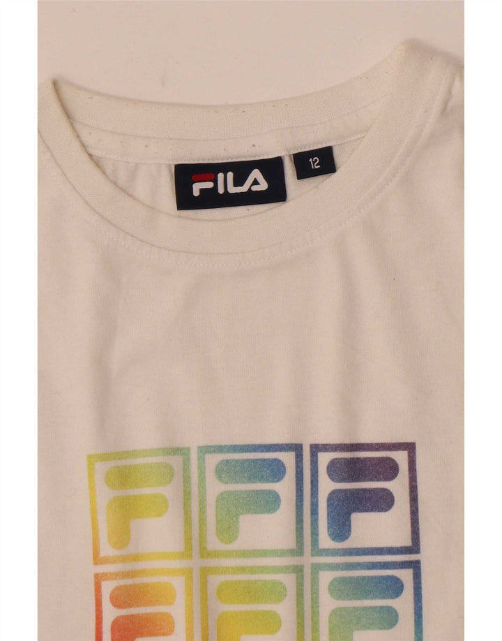 Maglietta grafica da donna Fila Top UK 12 Medium White