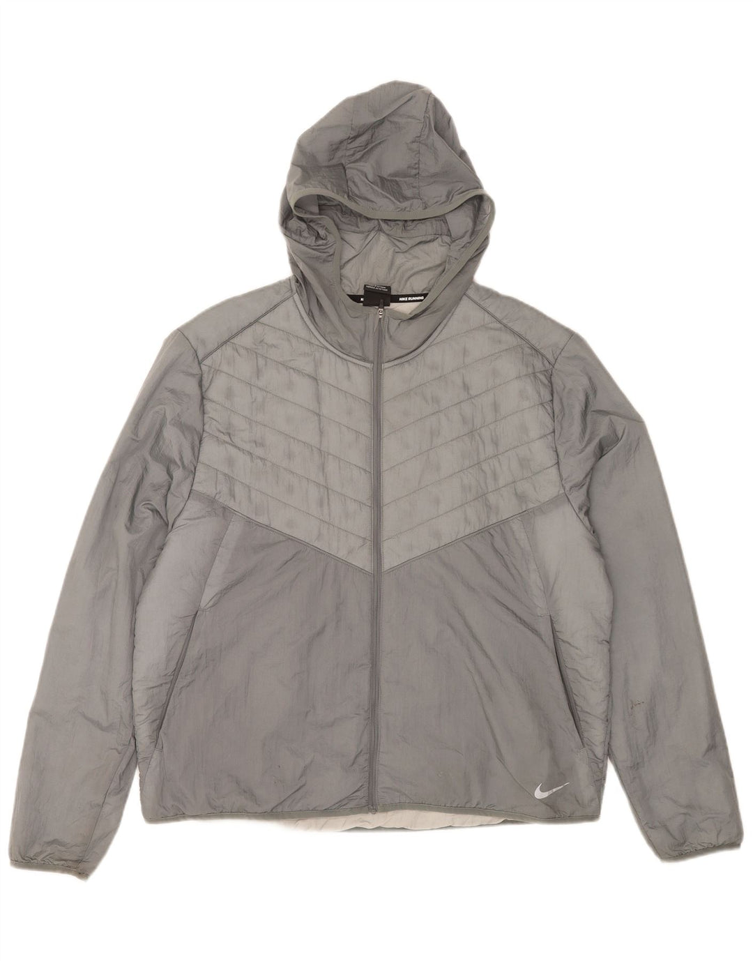 Giacca imbottita con cappuccio Nike da uomo UK 42 XL nylon grigio