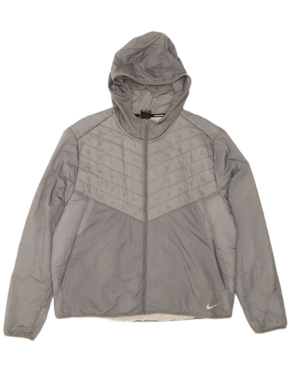 Giacca imbottita con cappuccio Nike da uomo UK 42 XL nylon grigio