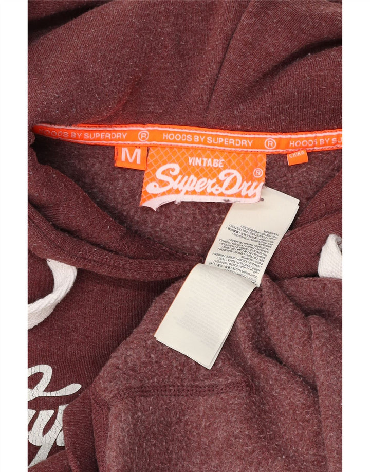 Maglione con cappuccio grafico da uomo Superdry in cotone bordeaux medio
