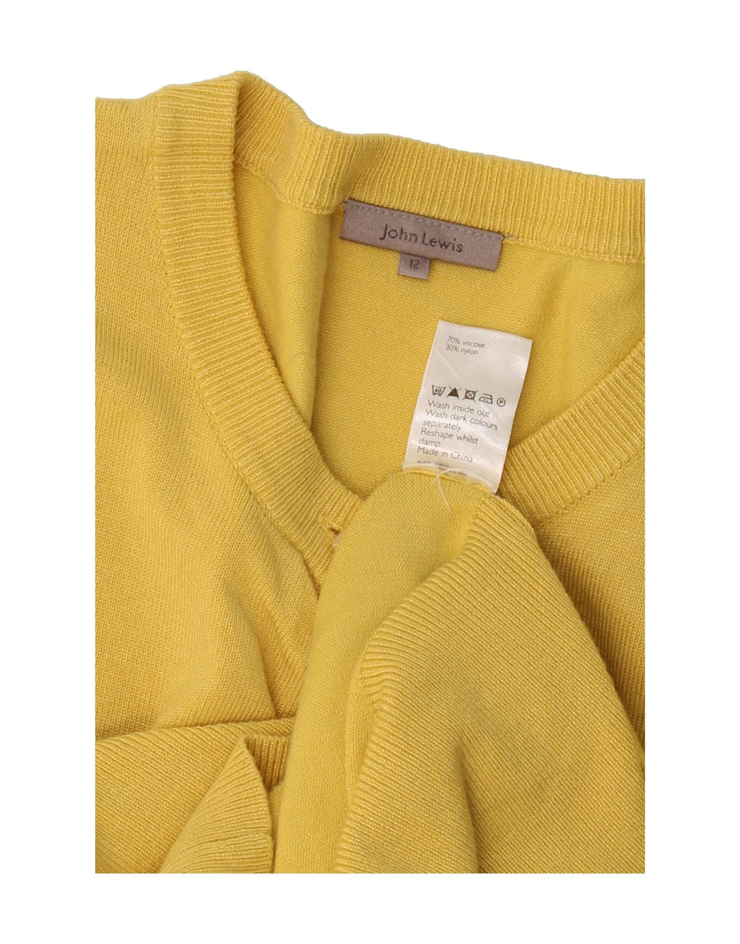 JOHN LEWIS Womens Cardigan Sweater UK 12 Medium Yellow Viscose Vintage John Lewis and Second-Hand John Lewis from Messina Hembry 