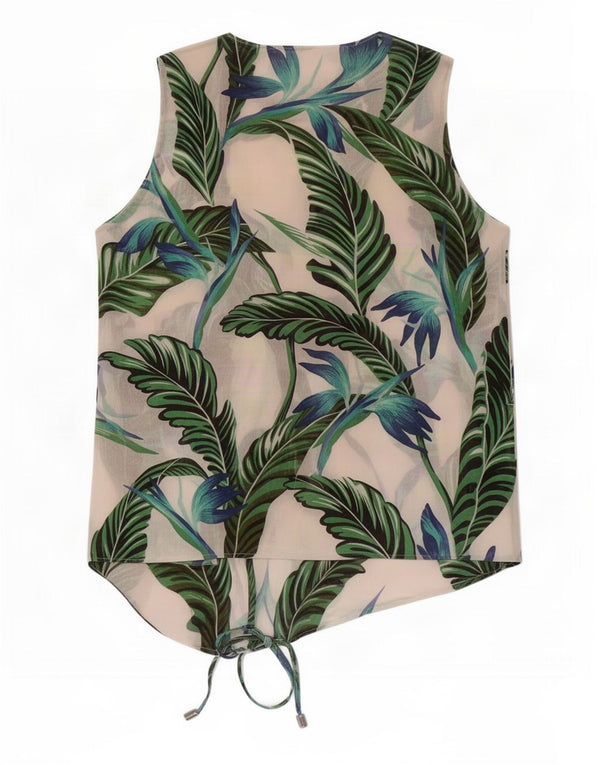 Zara Womens Sleeveless Wrap Shirt Blouse UK 14 Medium White Floral