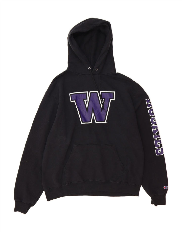 CHAMPION Mens Graphic Hoodie Jumper Large Black Vintage Champion and Second-Hand Champion from Messina Hembry 