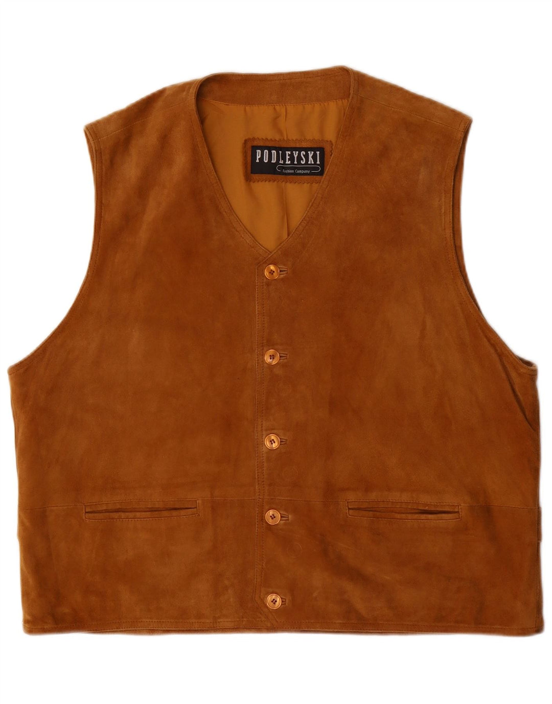 Gilet da uomo in pelle scamosciata Podleyski IT 56 3XL in pelle marrone