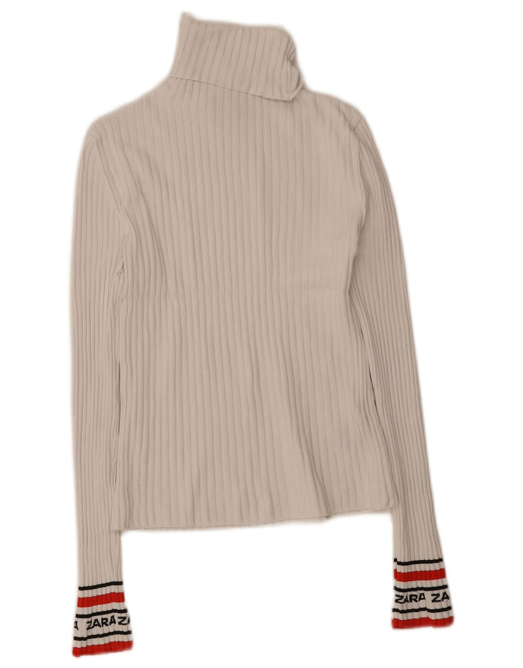 Zara Top grafico da donna a maniche lunghe UK 12 Medium White Colourblock
