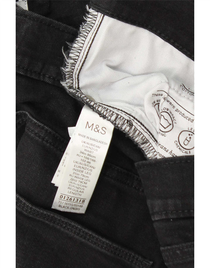 Jeans slim da uomo Marks & Spencer W34 L31 cotone nero
