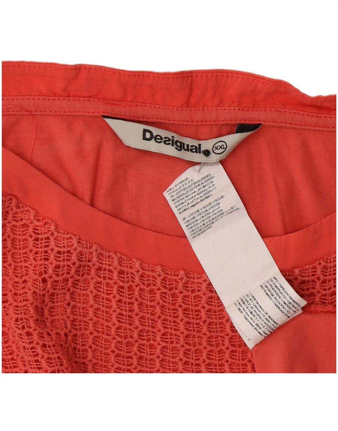 Desigual Donna Camicetta Top UK 20 2XL Rosa Cotone