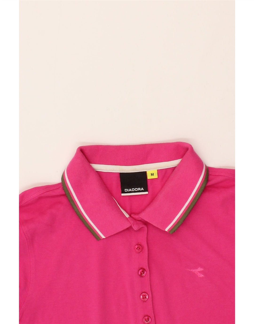 DIADORA Womens Polo Shirt UK 12 Medium Pink Cotton Vintage Diadora and Second-Hand Diadora from Messina Hembry 