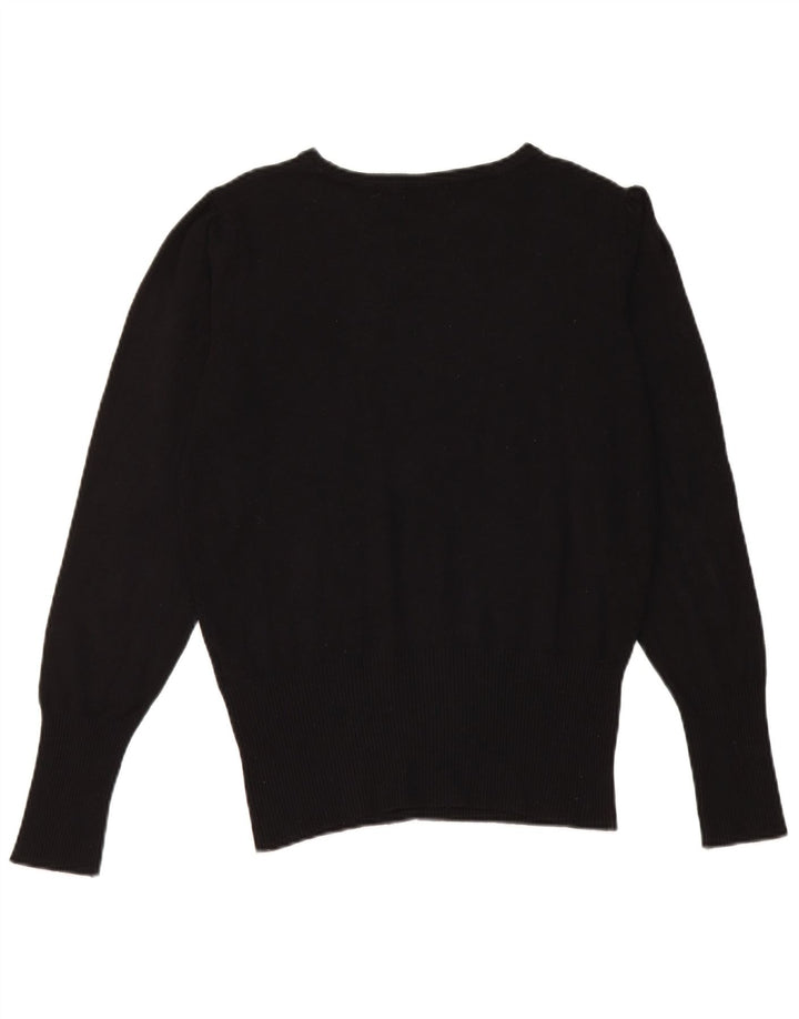 Maglione maglione con scollo a barca da donna Marks & Spencer UK 10 piccolo in viscosa nera