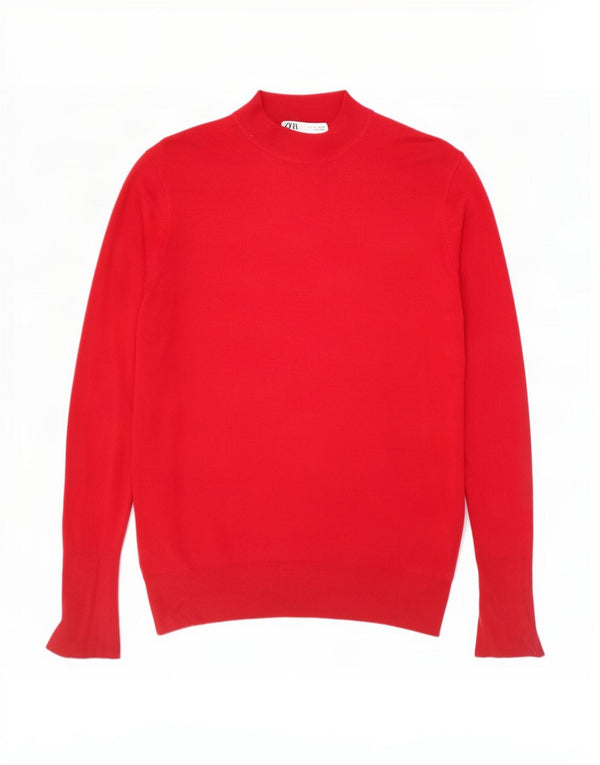 Maglione maglione collo alto da donna Zara UK 16 grande rosso