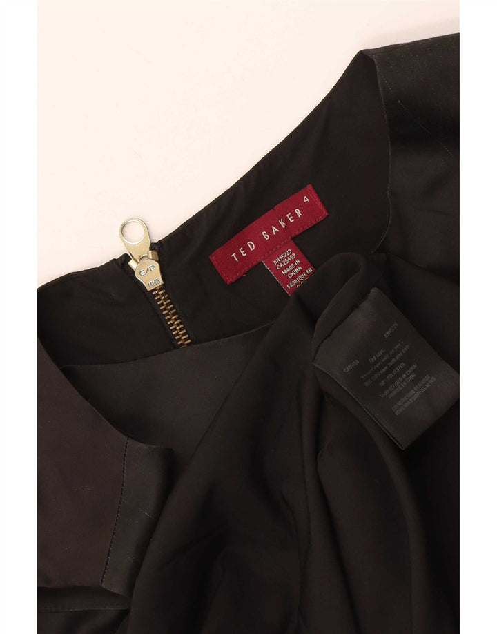 Abito a trapezio grafico da donna Ted Baker taglia 4 grande uccello color block nero