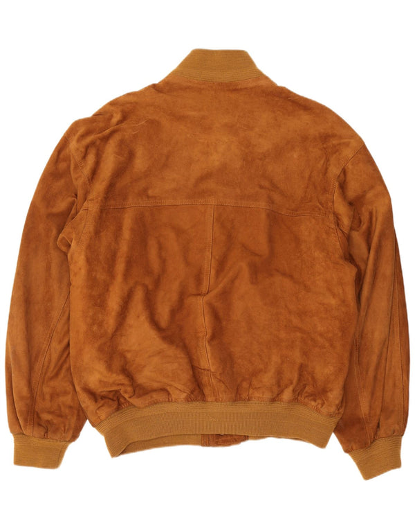 Giubbotto bomber vintage in pelle scamosciata da uomo IT 48 Beige medio
