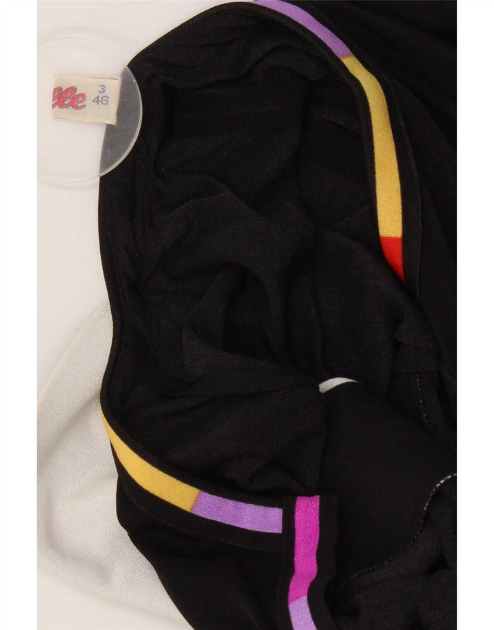 Abito lungo da donna vintage IT 46 grande poliammide floreale nero