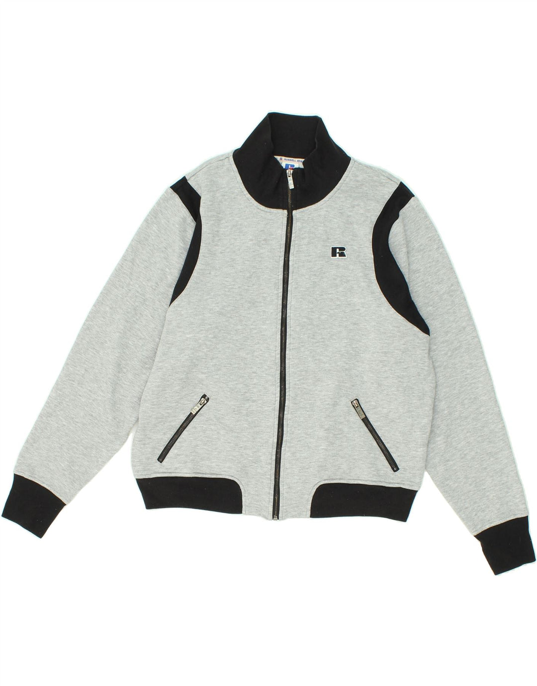 RUSSELL ATHLETIC Boys Tracksuit Top Jacket 15-16 Years Grey Polyester Vintage Russell Athletic and Second-Hand Russell Athletic from Messina Hembry 