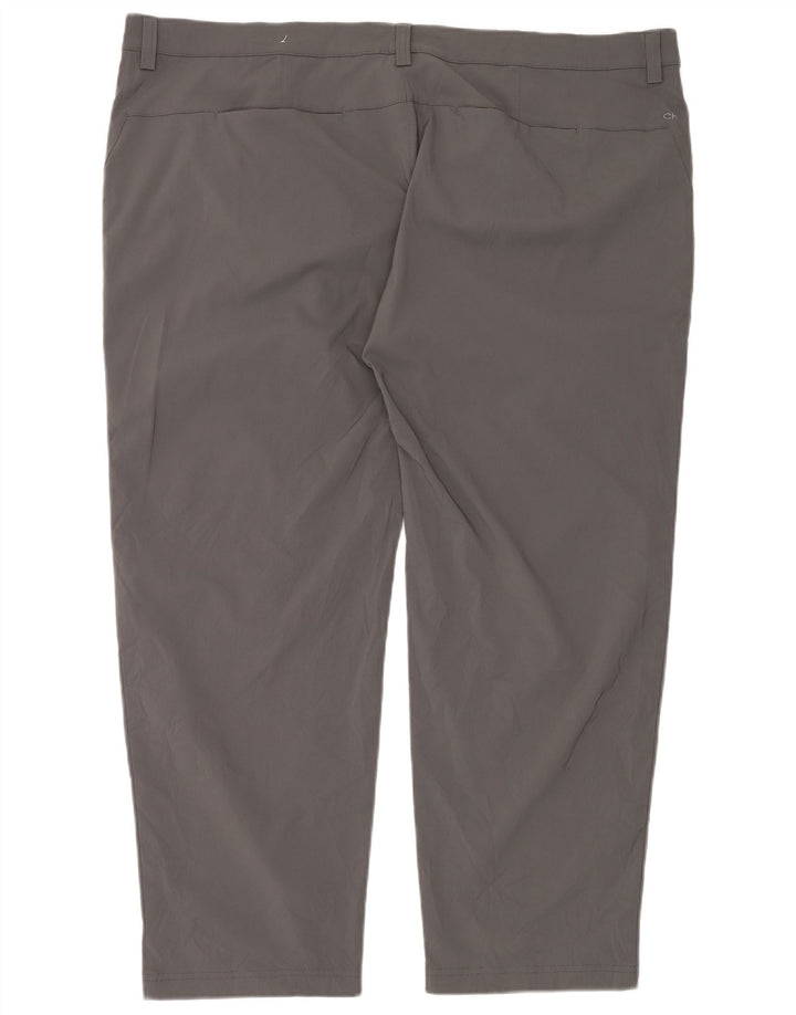 Pantaloni chino dritti da golf da uomo Calvin Klein W46 L29 poliestere grigio
