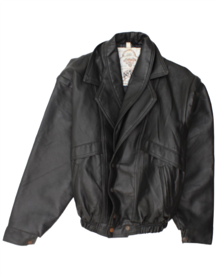 Giacca in pelle da uomo NEW TREND IT 54 2XL Pelle nera