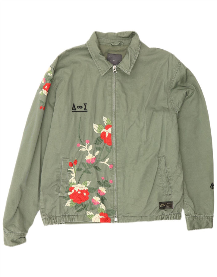 Giubbotto bomber da uomo Zara UK 38 Poliestere floreale verde medio