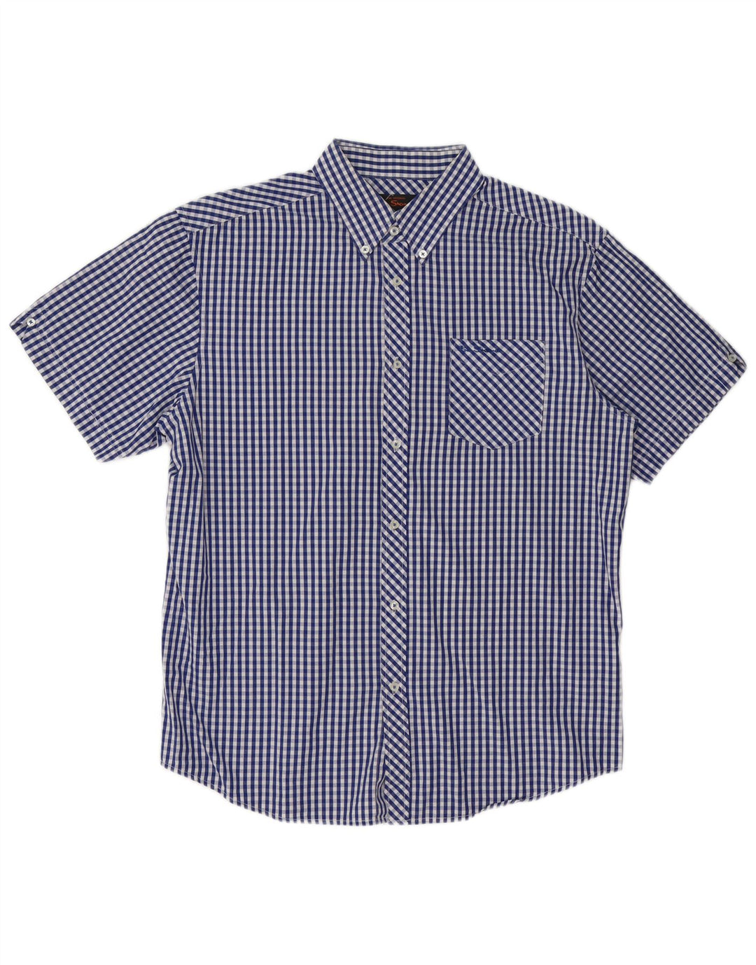 BEN SHERMAN Camicia a maniche corte da uomo XL in cotone a quadretti blu