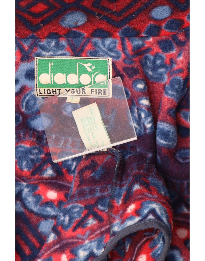 DIADORA Giacca in pile da uomo UK 40 Large Poliestere geometrico blu navy