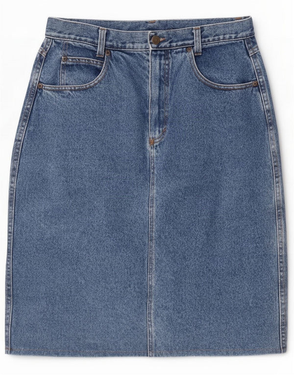 Gonna di jeans a vita alta da donna Benetton IT 48 XL W32 Blu Cotone
