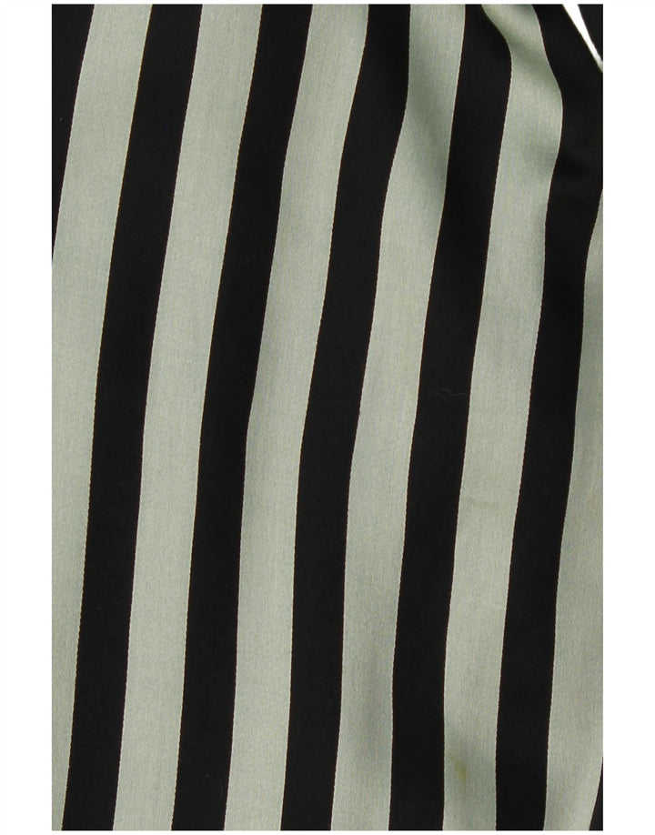 Camicetta camicia vintage da donna EU 44 XL viscosa a righe verdi