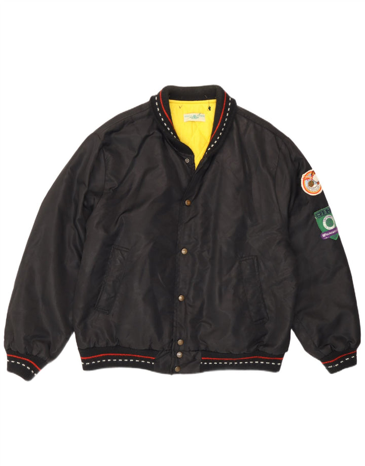 Giubbotto bomber imbottito da uomo vintage UK 40 grande in poliammide nero