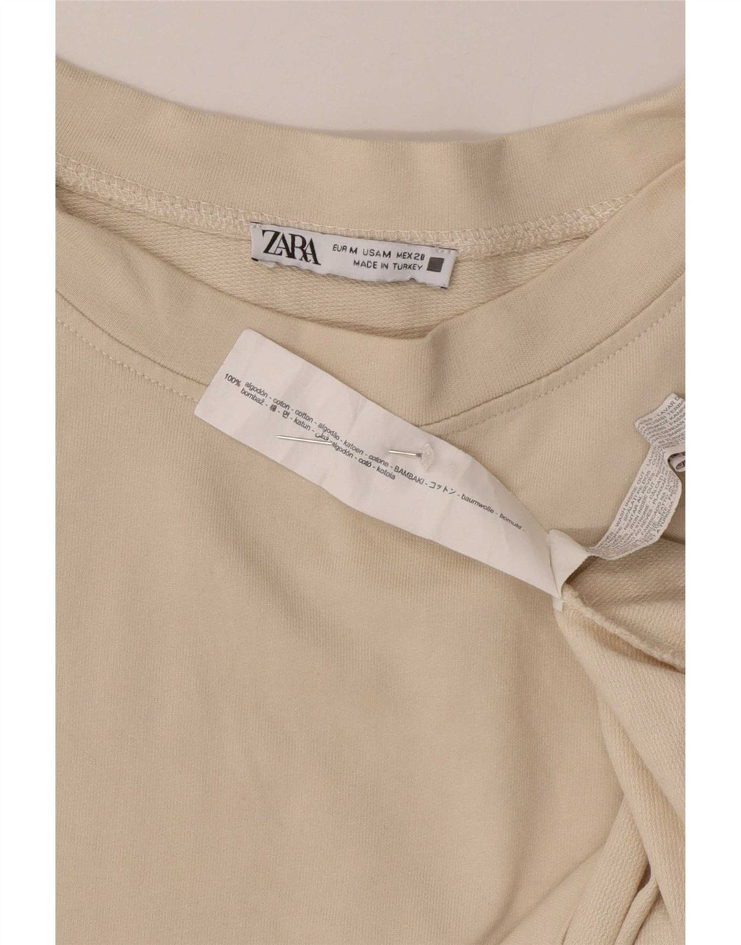 Felpa da donna Zara UK 14 Cotone floreale beige medio