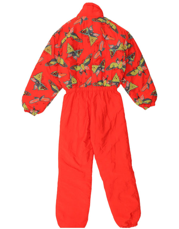 Tuta da sci vintage da donna con motivo astratto UK 14 Farfalla rossa media