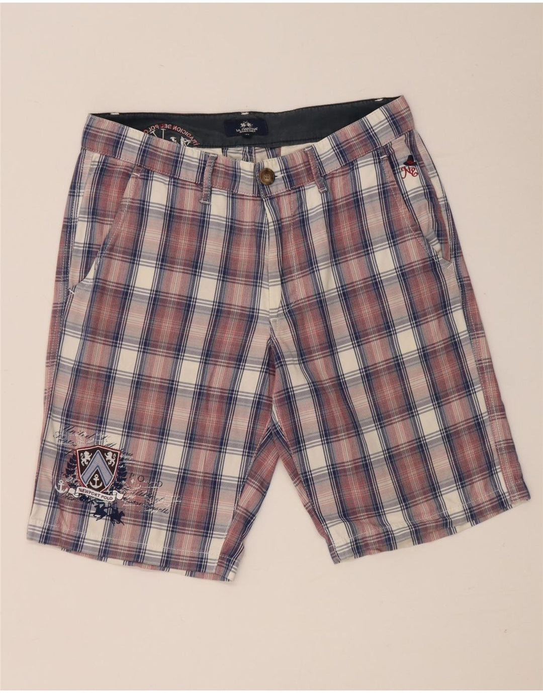 Pantaloncini chino da uomo La Martina W31 cotone a quadri rossi medi