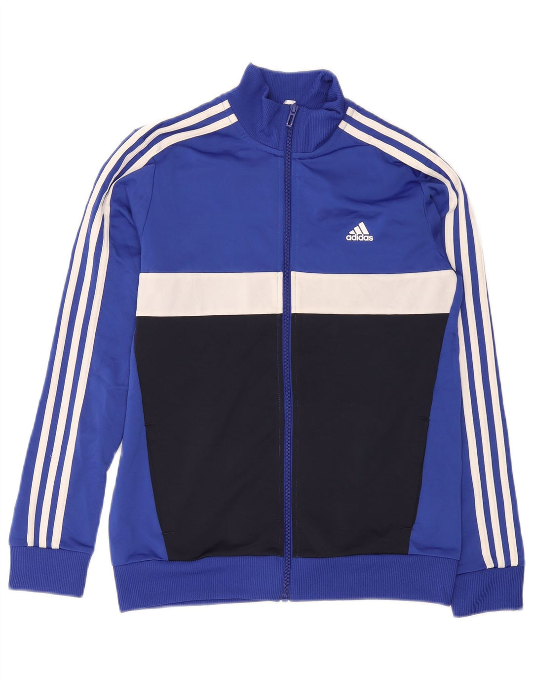 Giacca da tuta da ragazzo Adidas 13-14 anni in poliestere color block blu