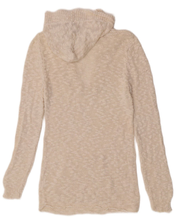 Maglione da donna Roxy con scollo a V e cappuccio trasparente UK 14 grande bianco sporco