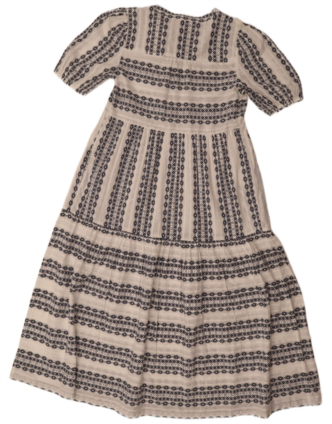 Abito lungo da donna Marks & Spencer UK 10 piccolo cotone geometrico bianco