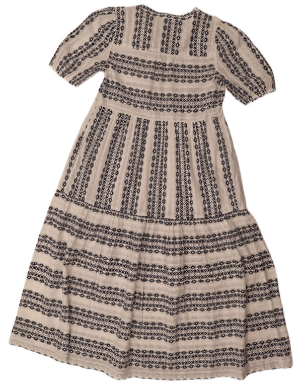 Abito lungo da donna Marks & Spencer UK 10 piccolo cotone geometrico bianco