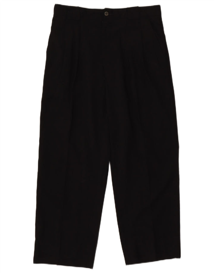 Pantaloni da abito corto da uomo vintage IT 50 Large W32 L25 poliestere nero