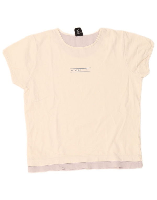 T-shirt grafica Nike da tennis per ragazze, 13-14 anni, XL, color block bianco sporco