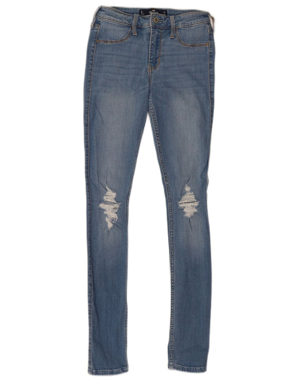 Jeans skinny effetto invecchiato con legging a vita media Hollister da donna W25 L30 Blu