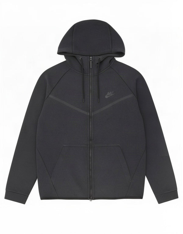 Felpa con cappuccio e zip Nike da uomo, grande, in cotone nero