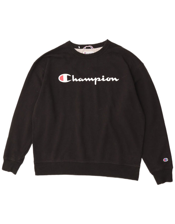 Felpa grafica da uomo Champion Jumper XL in cotone nero
