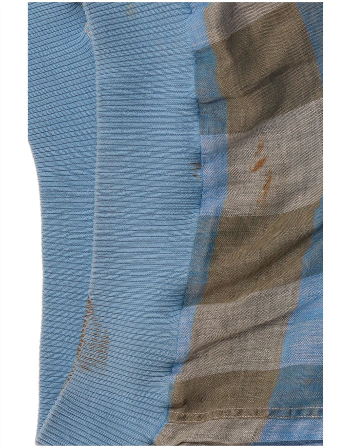 Camicia pullover a maniche corte da uomo VINTAGE IT 48 Lino a quadri blu medio