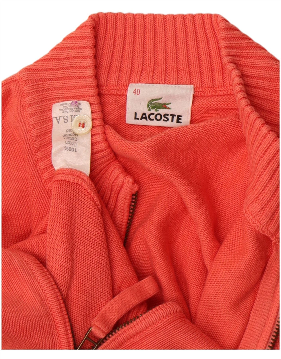 Maglione cardigan da donna Lacoste taglia 40 cotone arancione medio