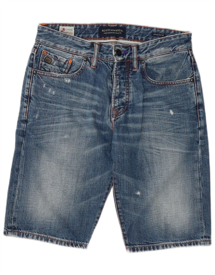 Pantaloncini di jeans invecchiati da uomo Scotch & Soda W29 piccoli in cotone blu