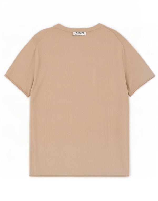 T-shirt Zara da donna Top UK 14 grande in cotone beige
