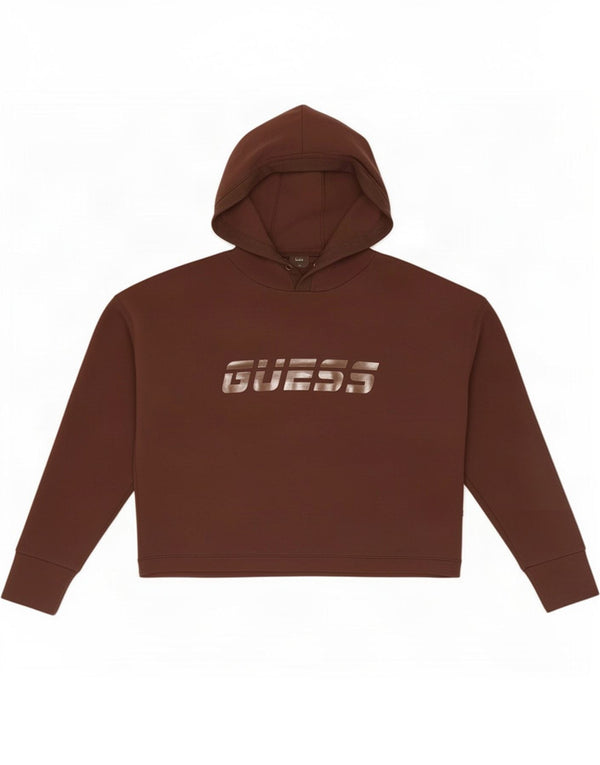 Guess Maglia con cappuccio grafica oversize da donna con cappuccio grafico UK 10 Small Marrone Viscosa