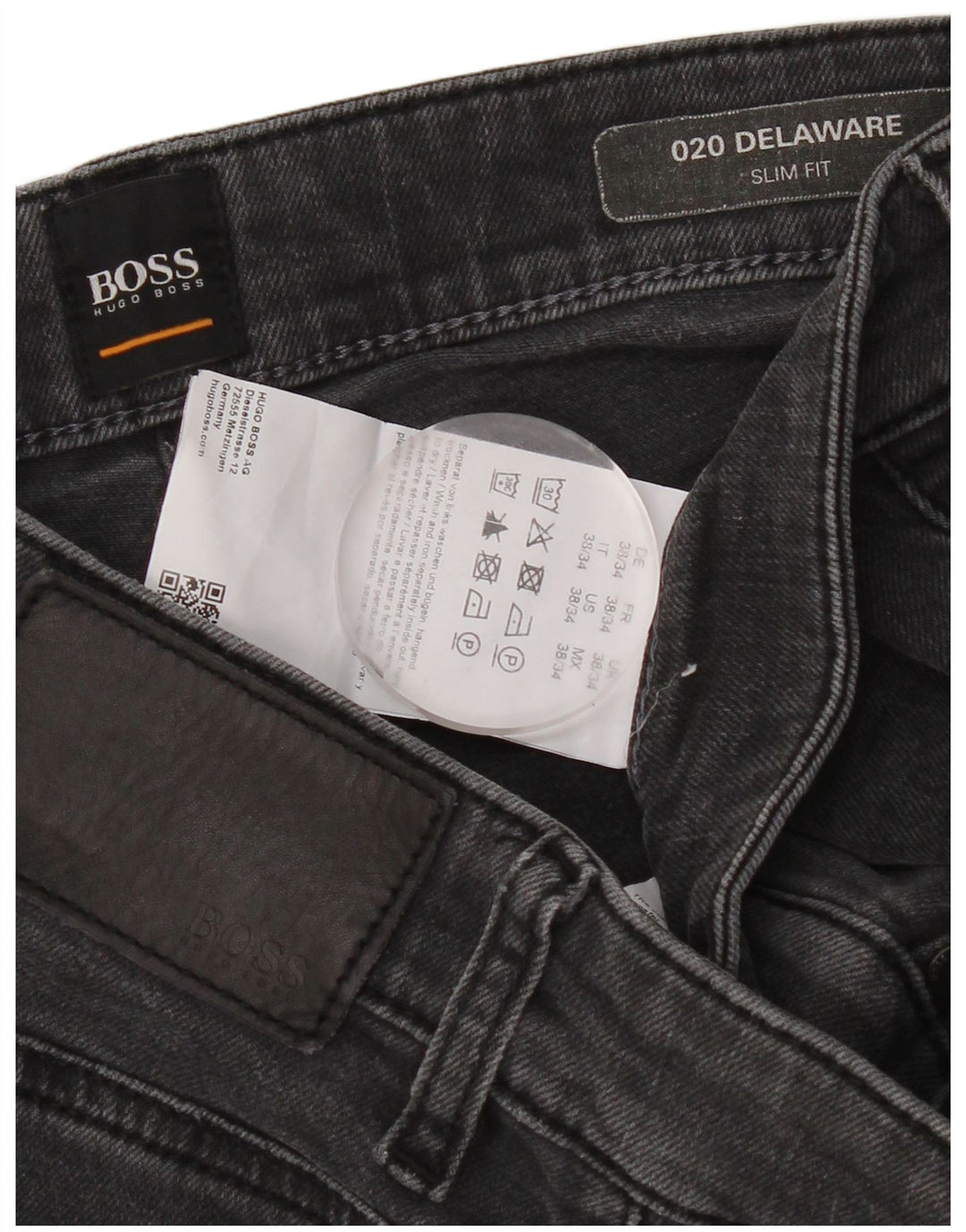Jeans slim da uomo Delaware Hugo Boss W38 L34 cotone grigio