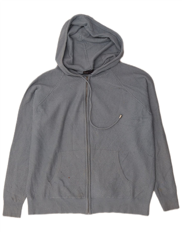 Maglione cardigan con cappuccio da uomo Marks & Spencer in viscosa blu medio