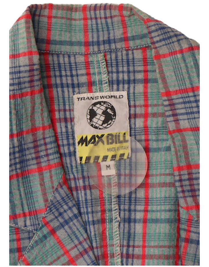 Giacca blazer da uomo a 2 bottoni VINTAGE UK 38 cotone a quadri verde medio